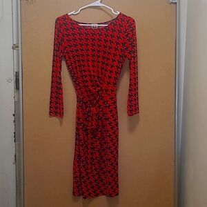 Red and black Anne Klein wrap dress